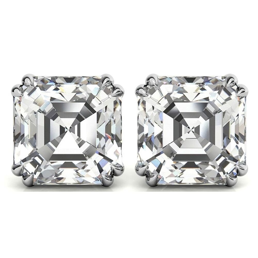 2 ct. Gorgeous White Sapphire Asscher Cut Stud Earrings in Sterling Silver