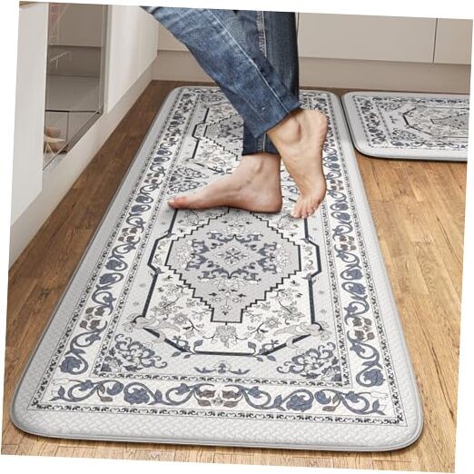 Non-Slip Cushioned Kitchen Floor Mat Set of 2 for Comfort & Support