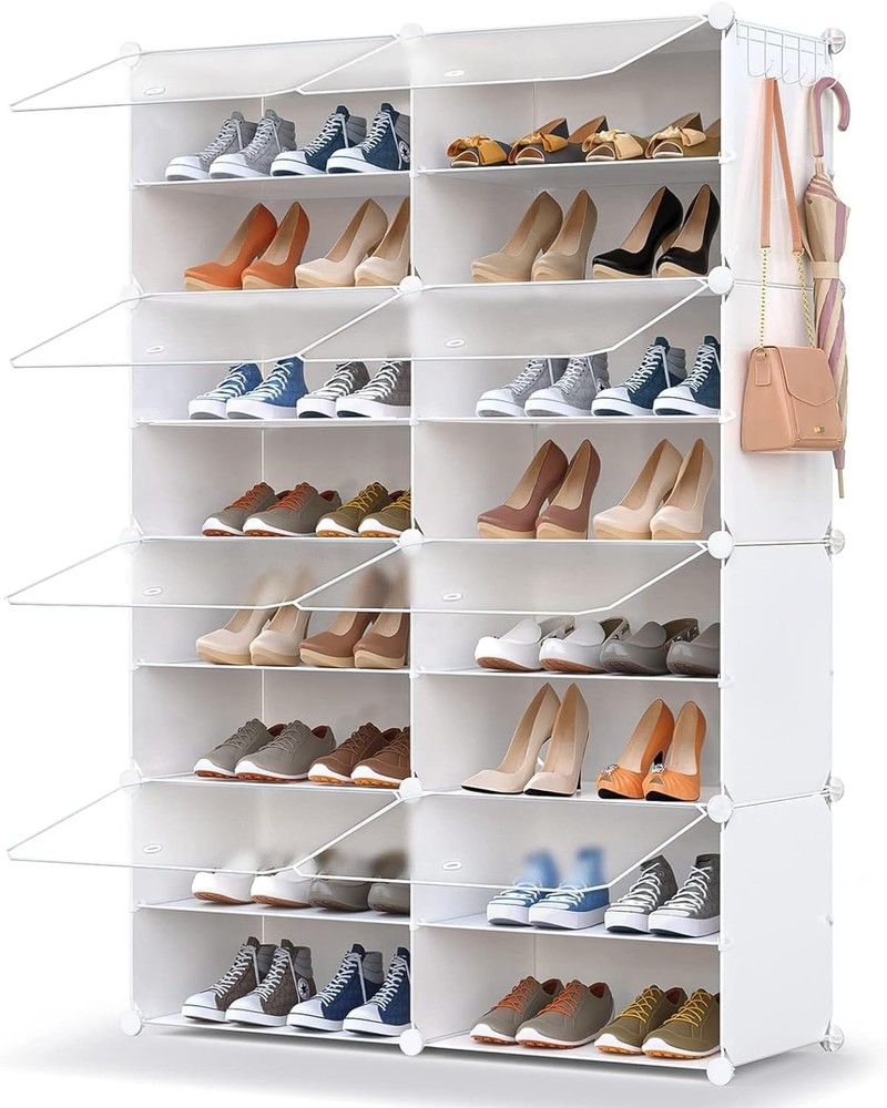 32-Pair Shoe Rack Organizer - Space-Saving Closet & Door Storage Cabinet
