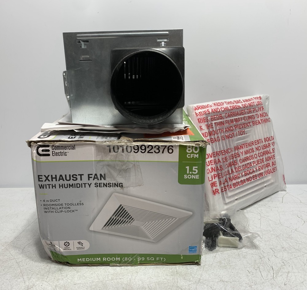 Commercial Electric 1010992376 Exhaust Fan w/ Humidity Sensing 80 CFM