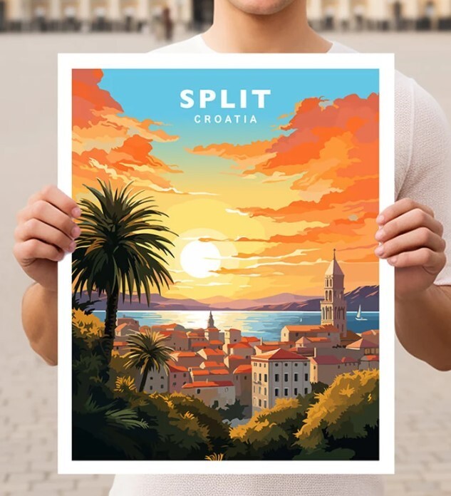 Split Croatia Travel Wall Art Poster Print – Stunning Coastal Cityscape Decor