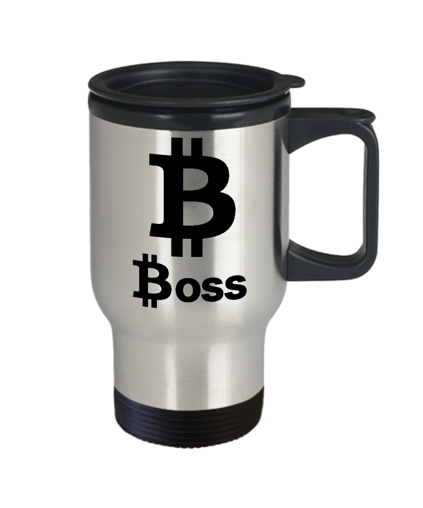 Bitcoin Boss Travel Mug for Crypto Fans - Defy Coin Altcoin Design  -image