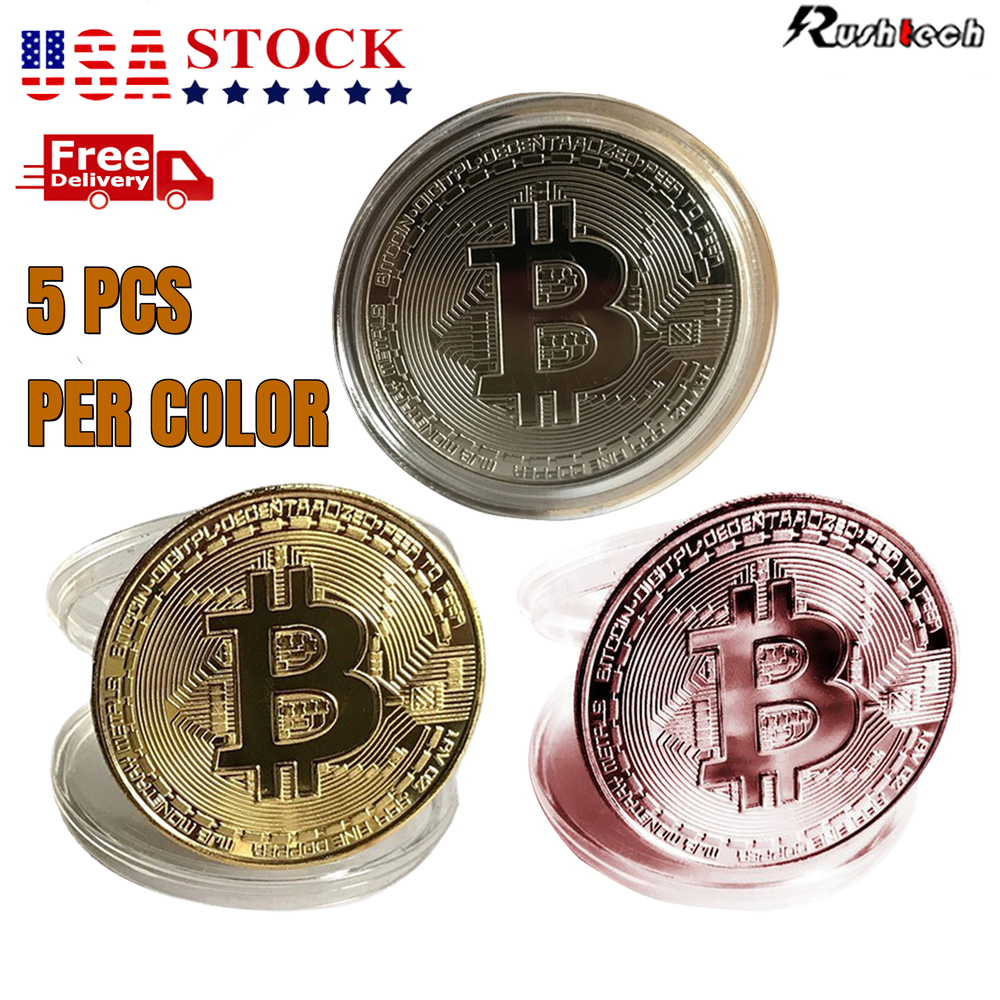 5 Bitcoin Physical Crypto Coin Commemorative Cryptocurrency with Protective Case-image