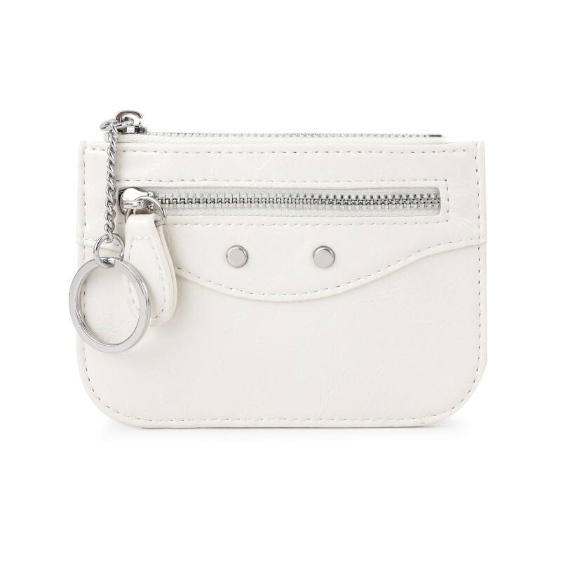 Slim Credit Card Holder Wallet for Girls Women Zip Coin Pouch Key Chain 56003