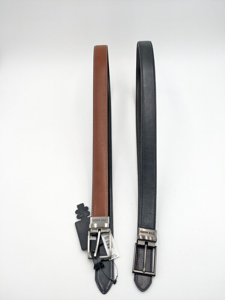 Set Of 2 Steve Madden Men's Every Day Leather Black And Brown Sz L 38/40 Belts