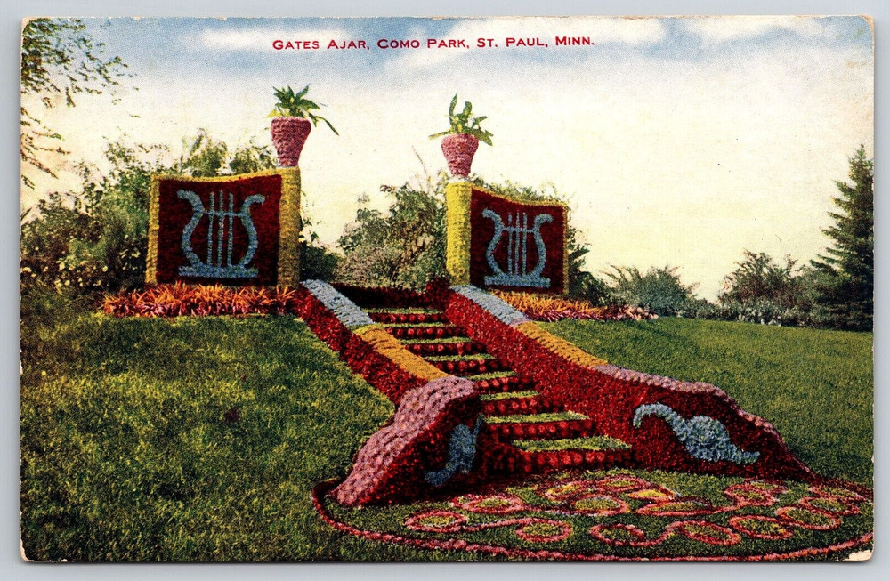 Original Old Vintage Antique Postcard Gates Ajar Como Park St. Paul Minnesota