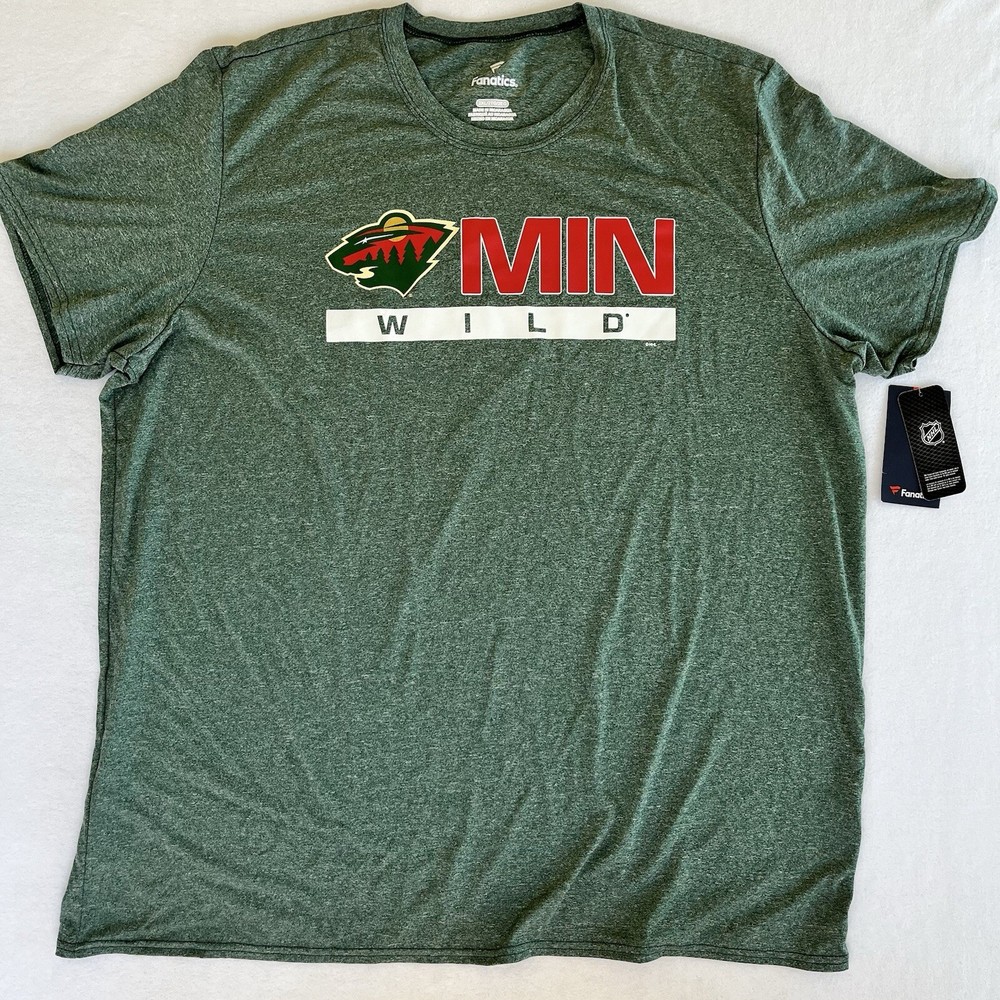 Fanatics Minnesota Wild Men's 2XL T-Shirt NHL Green Short Sleeve MIN Wild New