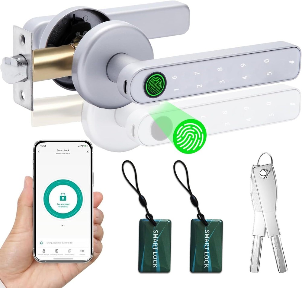 Biometric Smart Door Lock with Handle for Keyless Entry-image