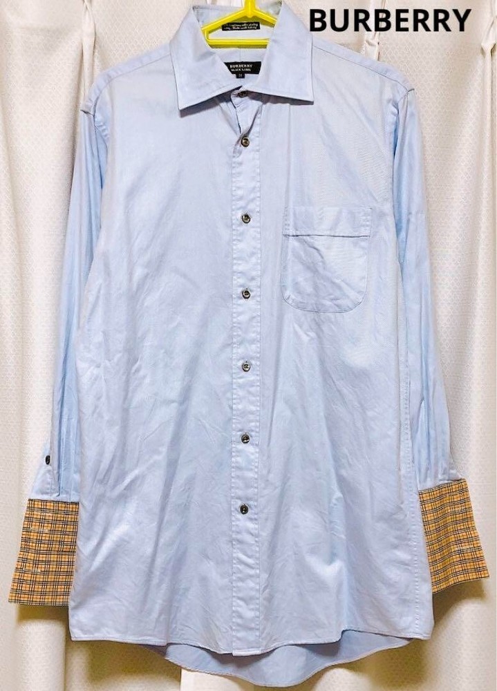 BURBERRY Long sleeve Shirt Light Blue Nova check Cotton Men Size 38/S-M Used
