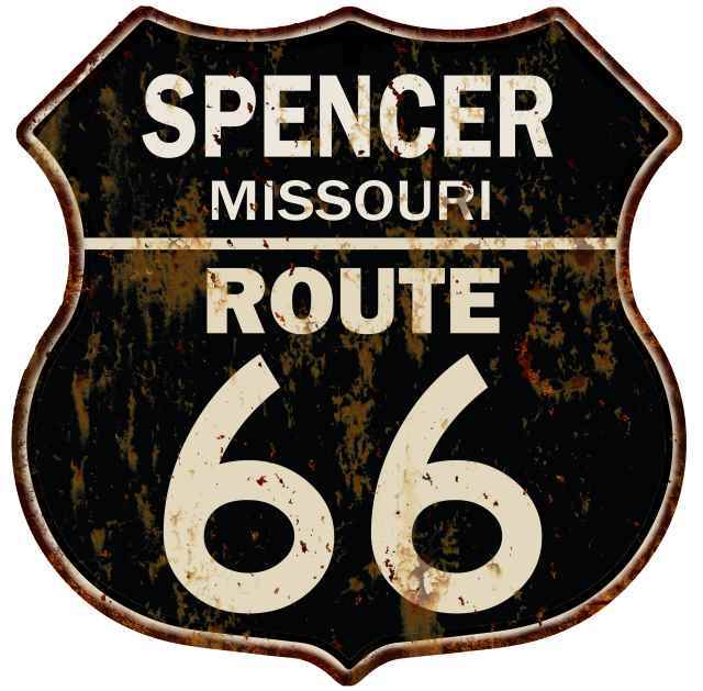 SPENCER, MISSOURI Route 66 Shield Metal Sign Man Cave Garage 211110014123