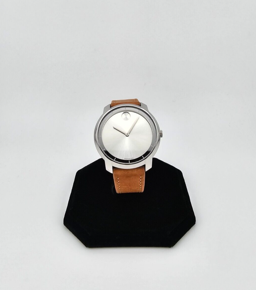 Movado Women’s Bold Leather Strap Silver Dial Quartz Watch - 3600473