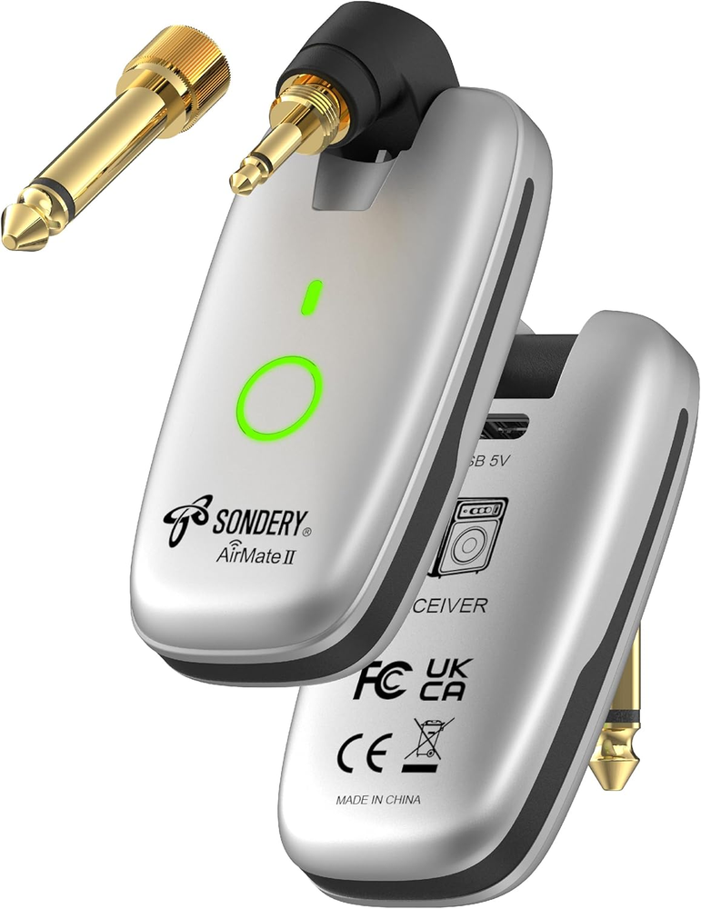 Wireless Guitar System Transmitter and Receiver UHF Rechargeable Compatible Bass