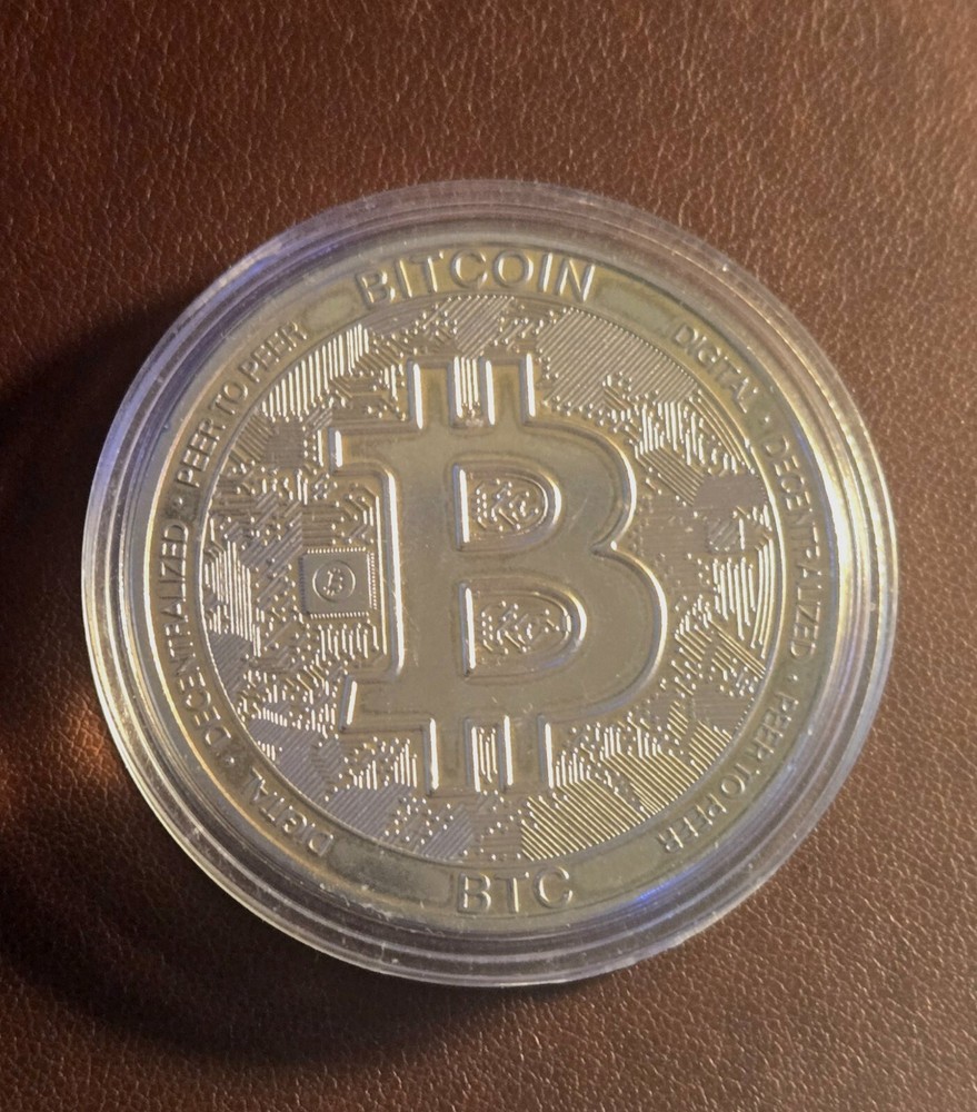 Bitcoin | BTC Physical Crypto Coin Novelty Souvenir Token Silver Color