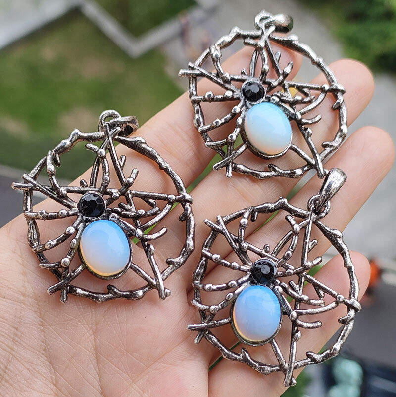 3pcs Opal Gems Spider Pendants Magic Reiki Healing Amulet