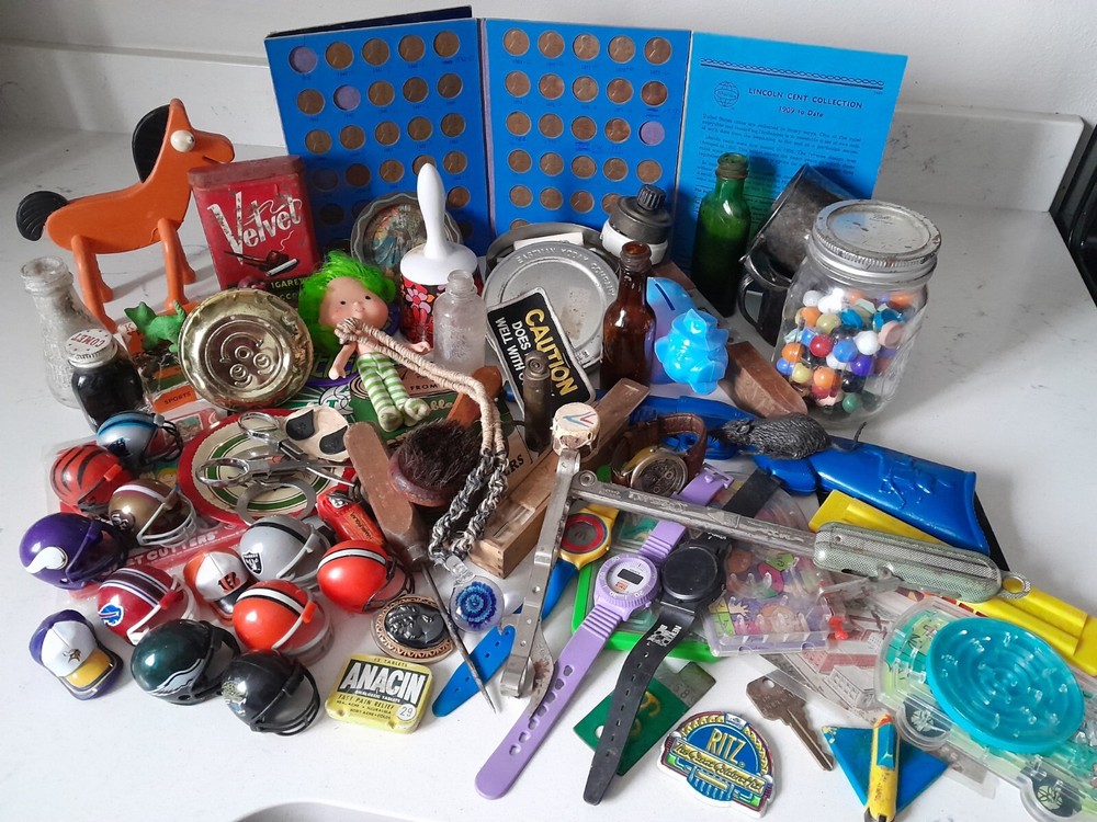 Huge 100+ Antique Vintage Treasures Estate Junk Drawer Mixed Lot Steel Penny