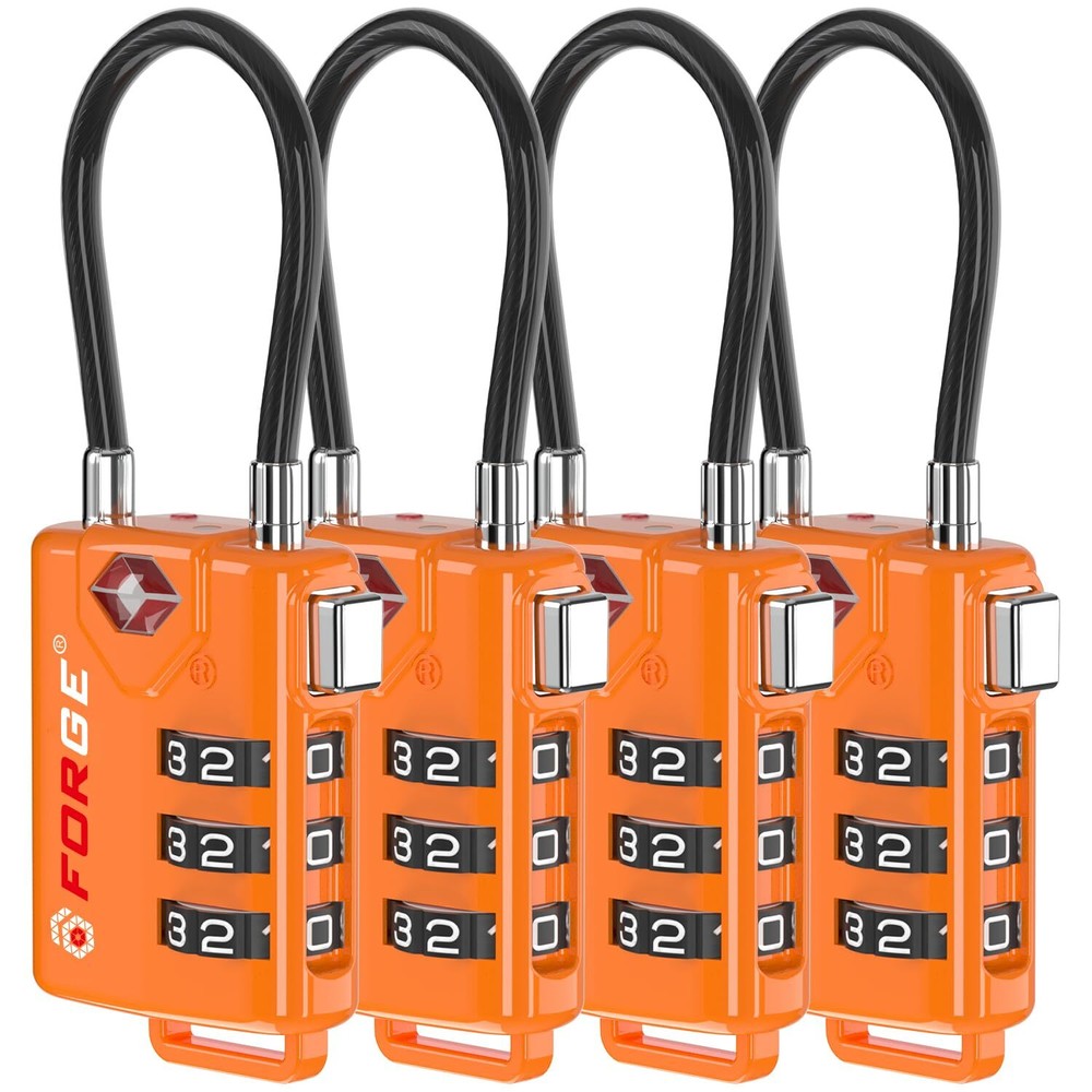 TSA Approved Cable Luggage Locks, Re-settable Combination with Alloy Body, Or...