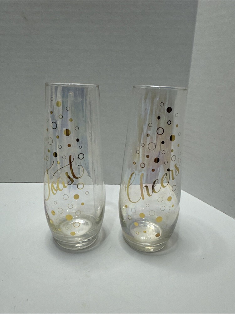Laura Ashley 2-Piece Stemless Champagne Flutes Set New
