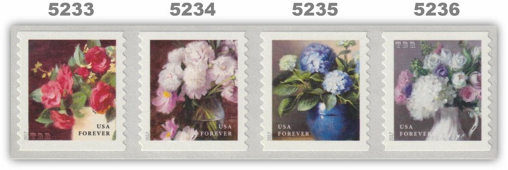 5233-36 5236 5236a Flowers From The Garden Forever Strip 4 From 2017 - Buy Now-image