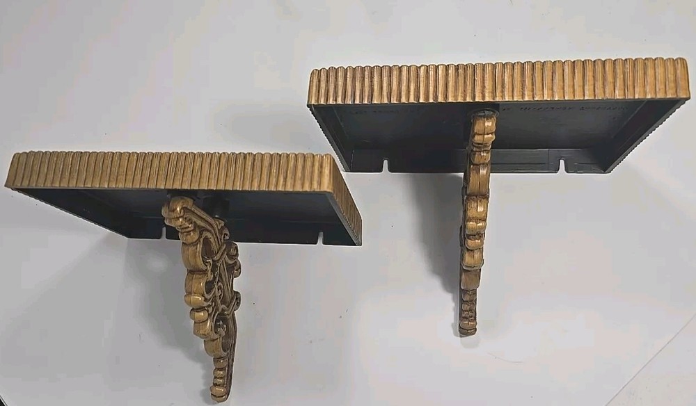 Pair Of MCM Vintage Homco Syroco Basket Weave Wall Shelf USA 5”x7” 1978 #3323