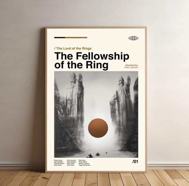 The Fellowship of the Ring - The Lord of the Rings Poster, Midcentury Art