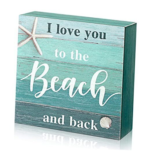 Beach Decor Signs I Love You to The Beach and Back Box Sign Rustic for Beach