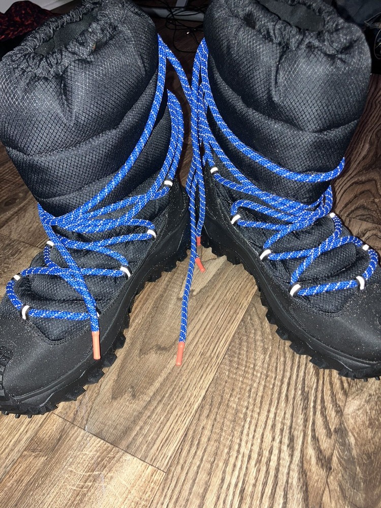 Moncler Apres Trail High Boots Black Blue Lace Up Size EU46