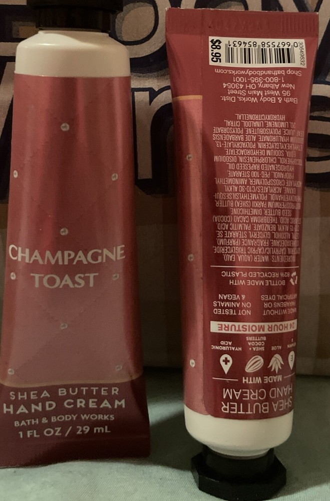 “CHAMPAGNE TOAST” Shea Butter Hand Cream 1 fl oz X 2 Tubes. BBW. SHIPS FREE!!