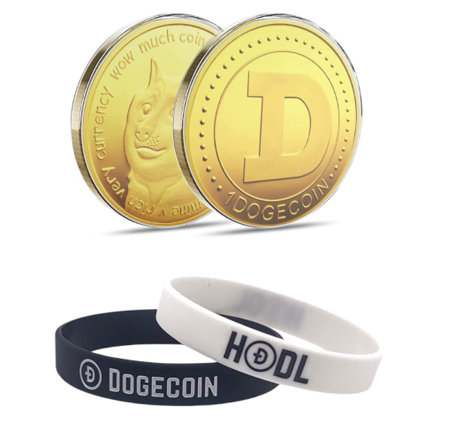 Dogecoin Cryptocurrency Coin & Wristbands with Free Shipping-image