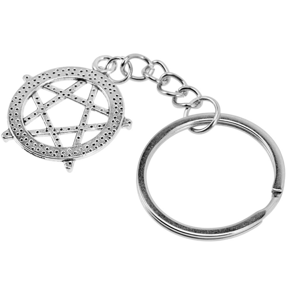 2-Pack Pentagram Keychain Rings - Decorative Hanging Charms