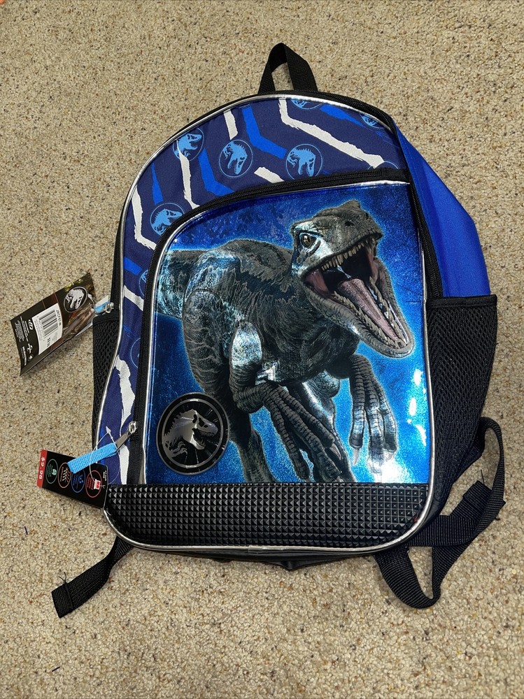 Jurassic World 17 Inch Blue Kids Backpack Mochila Brand New  