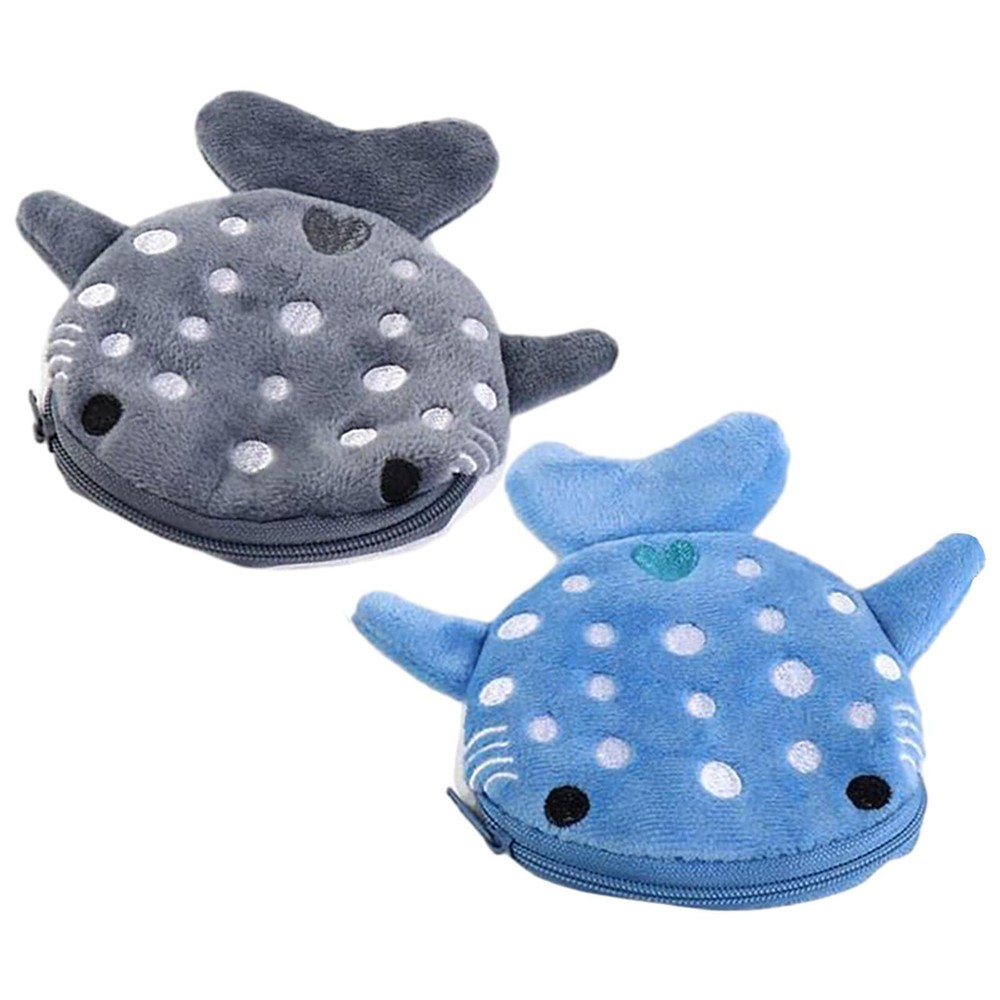 Cartoon Whale Shark Coin Purse Portable Plush Coin Bag Cute Key Earphone Pouch