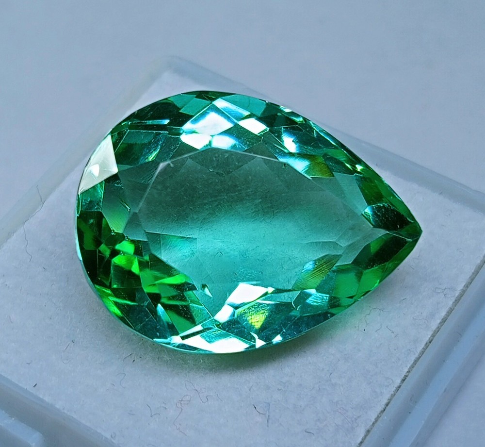 Natural Brazilian Light Green Topaz 17.85ct Pear Cut Certified Loose Gemstone