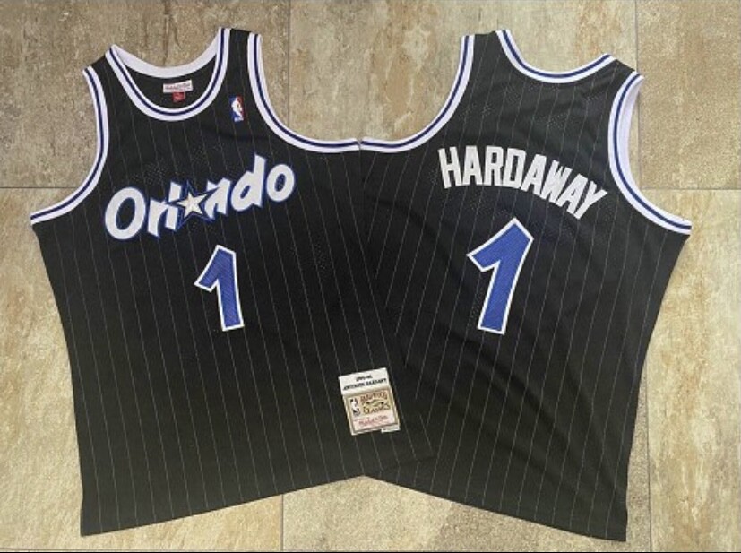 Orlando Magic Penny Hardaway Black Pinstriped basketball retro jersey