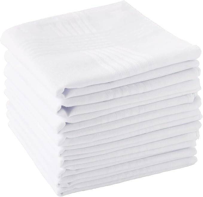 Scotamalone Men'S Handkerchiefs 100% Soft Cotton White Hankie Hankerchieves