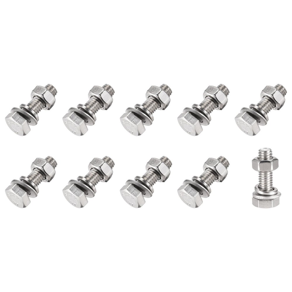 Hex Head Screws Bolts, Nuts, Flat & Lock Washers Kits (M6x20mm) 20Sets