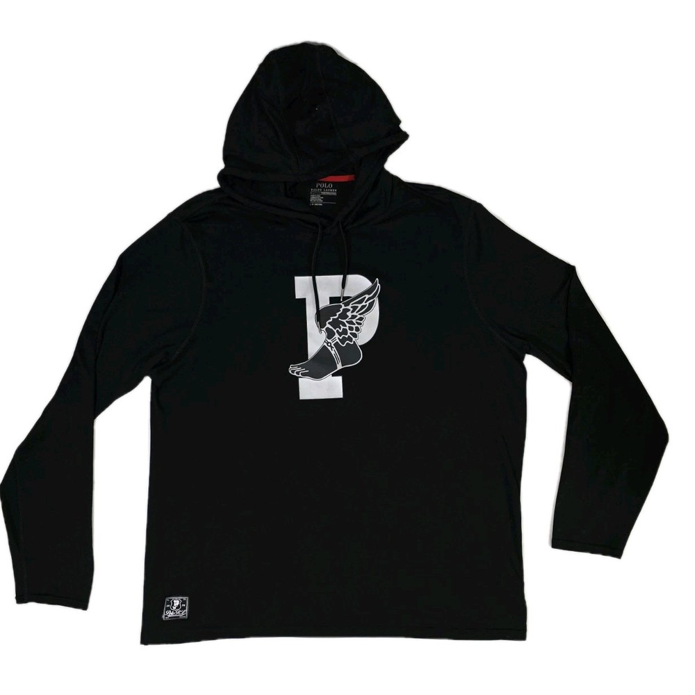 Polo Ralph Lauren Wing Logo Hoodie Men’s Black Performance Jersey Size L
