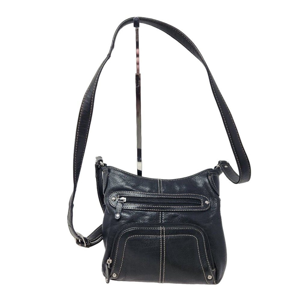 GNW Black Pebbled Genuine Leather Crossbody Messenger Shoulder Bag Multipockets