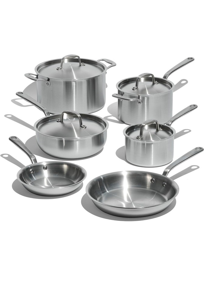 Made in Cookware - 10 Piece Stainless Steel Pot and Pan Set - 5 Ply Clad Durable