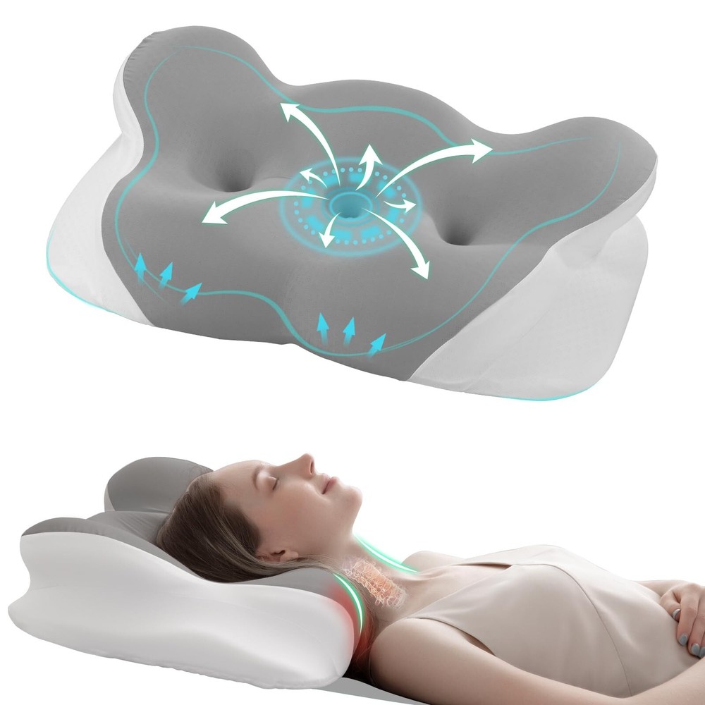 Cervical Memory Foam Pillow for Neck Pain Relief and Cool Sleep