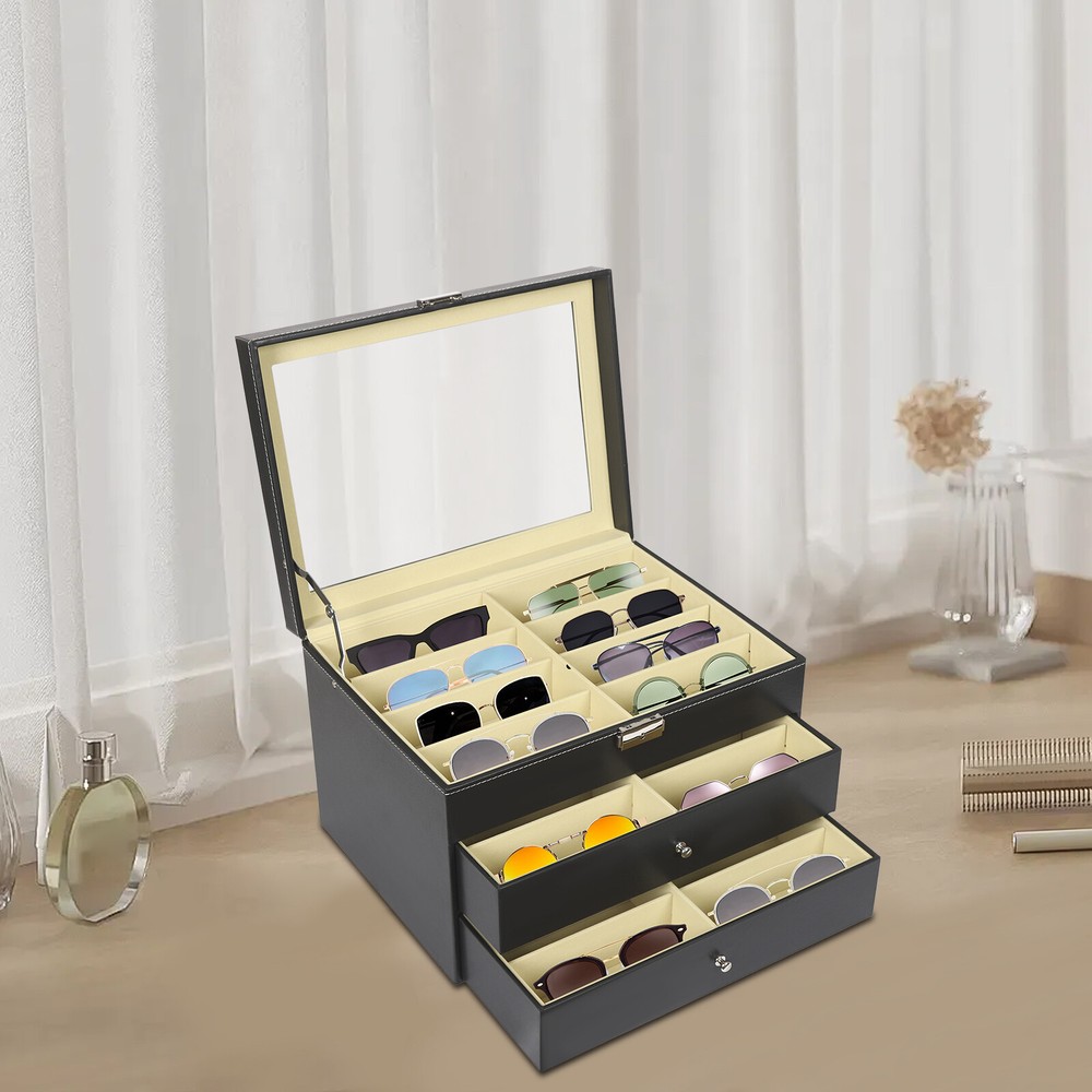Sunglasses Organizer for Women Men Multiple Eyeglasses Eyewear Display Case Box