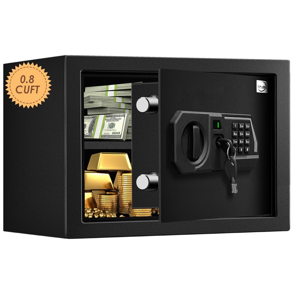 Fireproof Digital Safe 0.8 Cuft with LED Light & Keypad Lock - Black