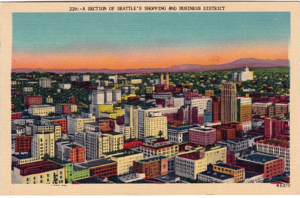 Seattle Shopping & Business District Aerial View wkc1