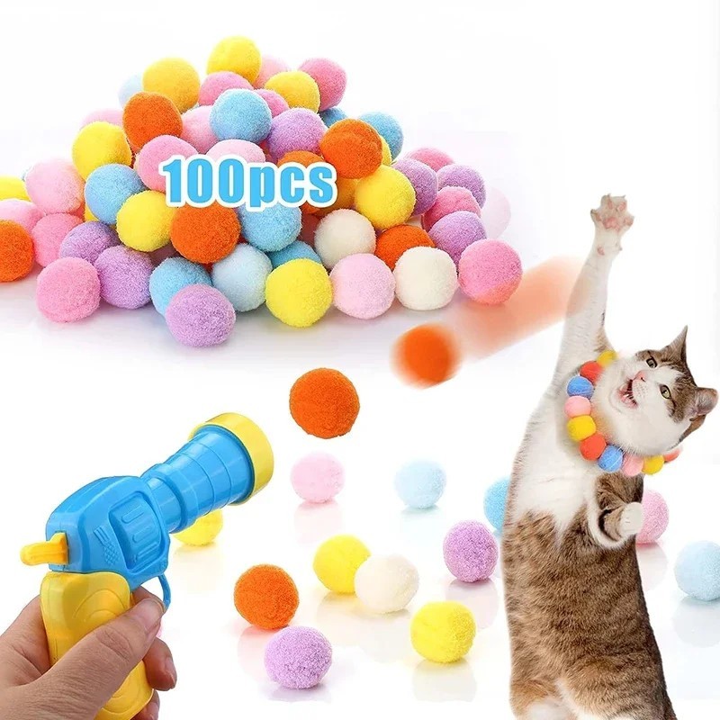 Interactive Cat Toy Gun – Mini Shooting Launcher with Plush Ball for Kittens