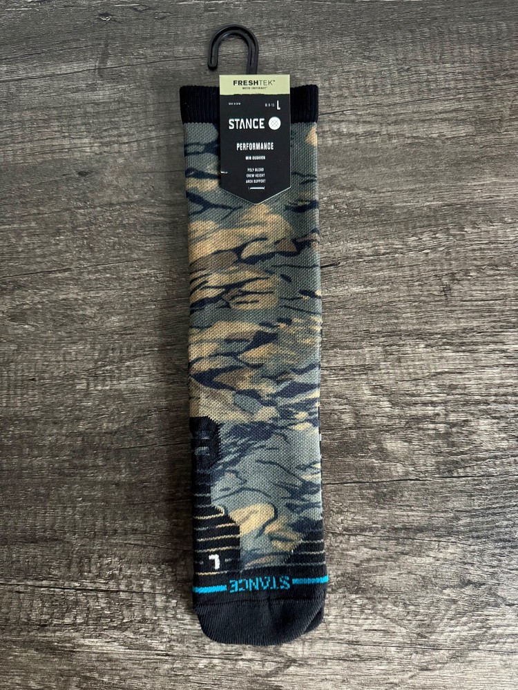 Stance Performance FreshTek Crew Socks Rompin Mid Crew Men's LARGE Sz 9-13 (NWT)