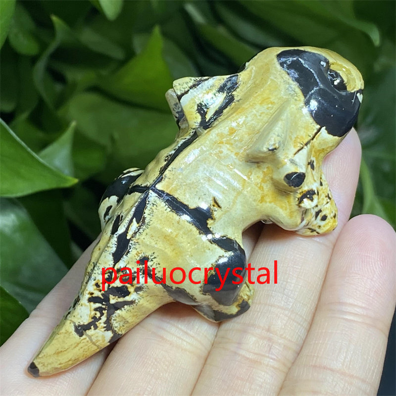 1pc Natural Picture jasper Salamander Quartz Crystal Skull Carved Figurines 2.5