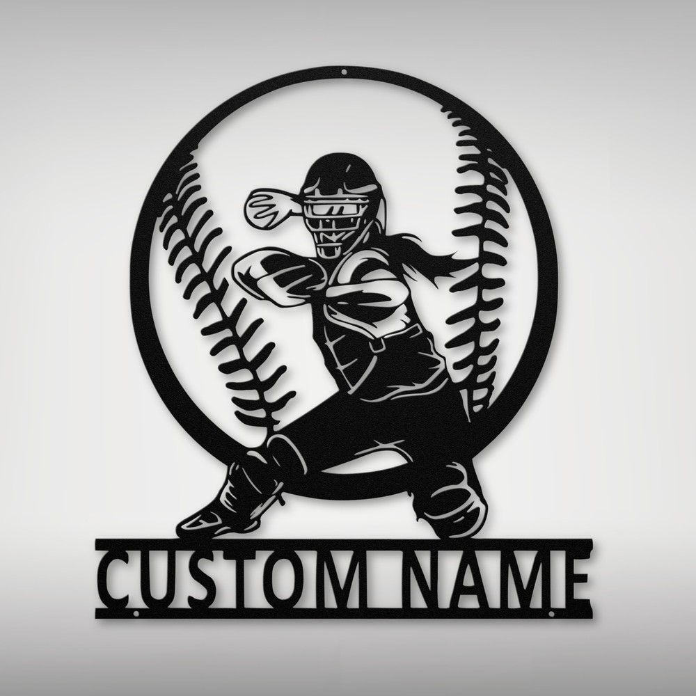 Personalized Softball Player Metal Sign Custom Name Home Decor Sports Fans Gifts