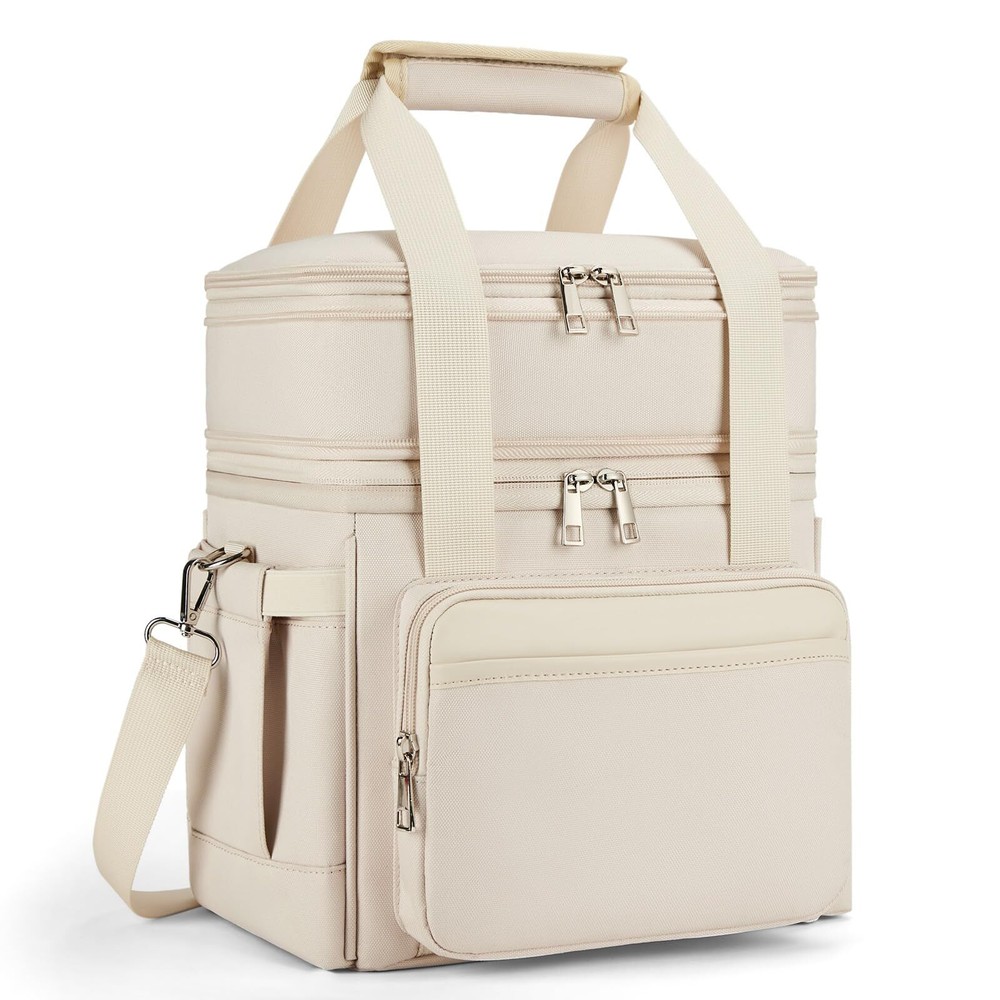 15L Double Deck Insulated Lunch Cooler Bag for Office Work Picnic Travel