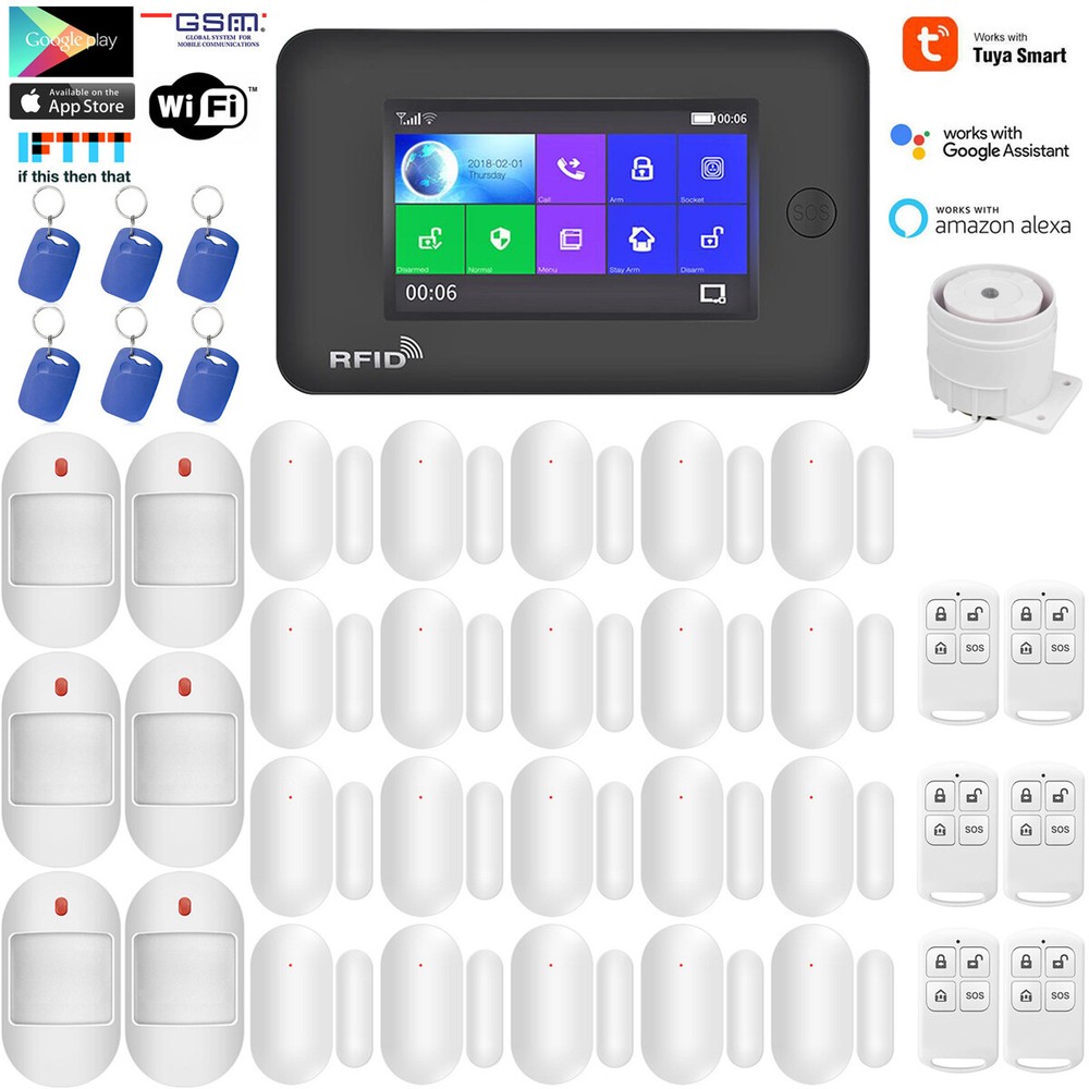 B20 Tuya WiFi IP APP GSM Wireless Home Security Alarm Burglar System+RFID Access