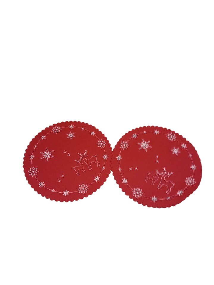 Felt Circle Christmas Decor Placemats Snowflake Reindeer 14