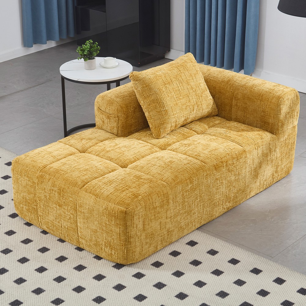 UNITED WE WIN Minimalist Modular Chenille Loveseat Sleeper Sofa for Living Room